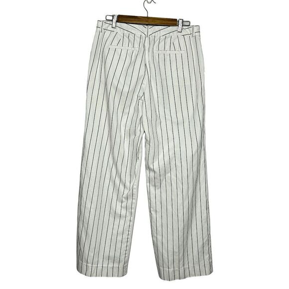 Lauren Ralph Lauren Andover White Striped wide straight leg Trousers Size 10 - Picture 2 of 6